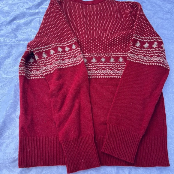 J. Crew Men's Small Red 100% Lambs Wool Ski Graphic Sweater - Picture 5 of 5